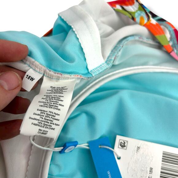 NEW Bleu Rod Beattie Swim Tankini Top SZ 18W Printed Ruched Flattering Swimsuit - Picture 8 of 8